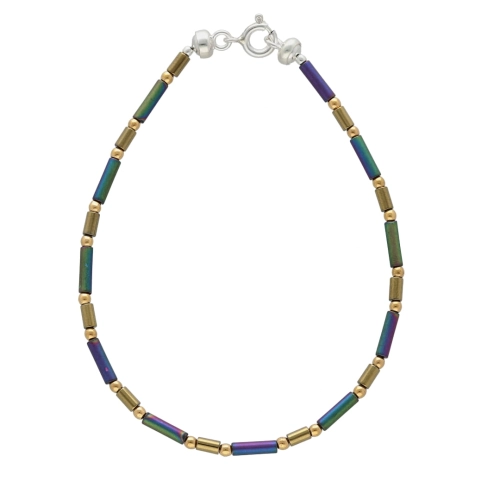 Bransoletka z hematytem kolorowym srebro