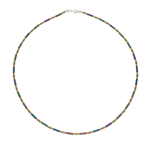 Naszyjnik z hematytem kolorowym srebro