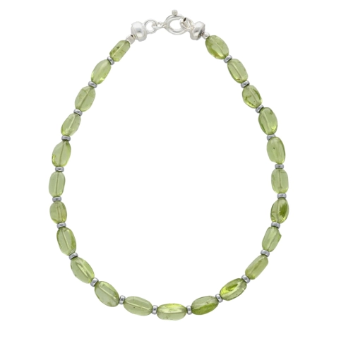 Bransoletka z peridotem i hematytem srebro