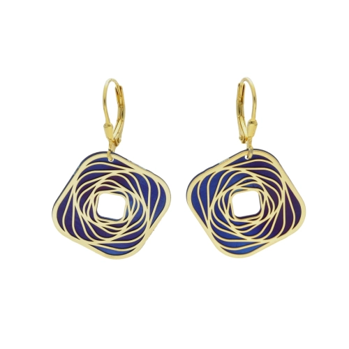 Kolczyki romby tytan srebro pozłacane