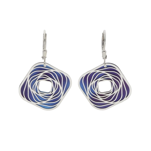 Kolczyki romby tytan srebro rodowane