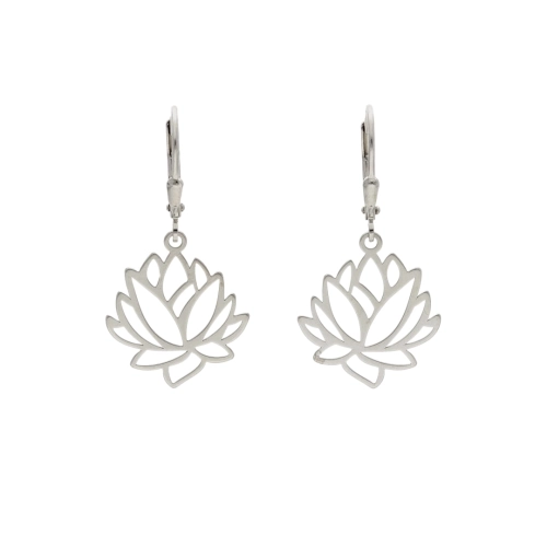 Kolczyki z kwiatem lotosu srebro rodowane