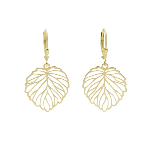 Kolczyki liście srebro pozłacane