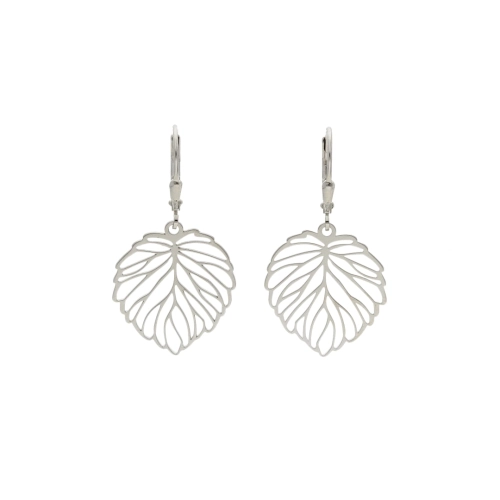 Kolczyki liście srebro rodowane