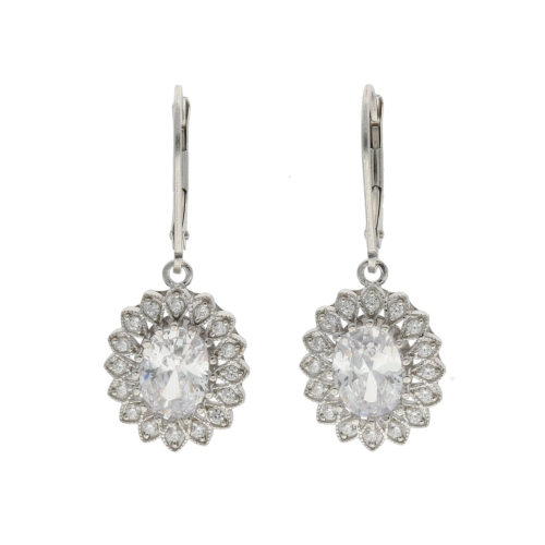 Kolczyki markizy z białą cyrkonią srebro rodowane