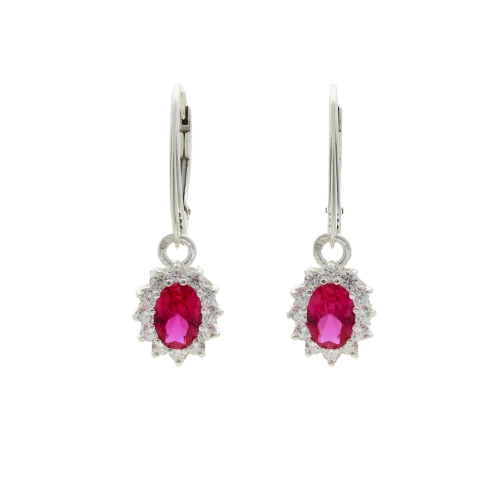 Kolczyki markizy z rubinową cyrkonią srebro