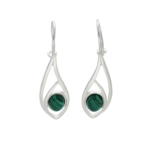 Kolczyki z malachitem srebro