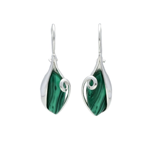 Kolczyki z malachitem srebro