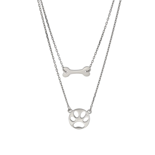 Naszyjnik celebrytka kość i łapa psa srebro rodowane