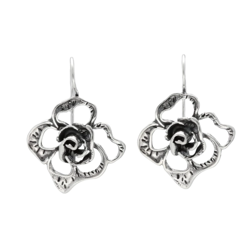 Kolczyki róże srebro oksydowane