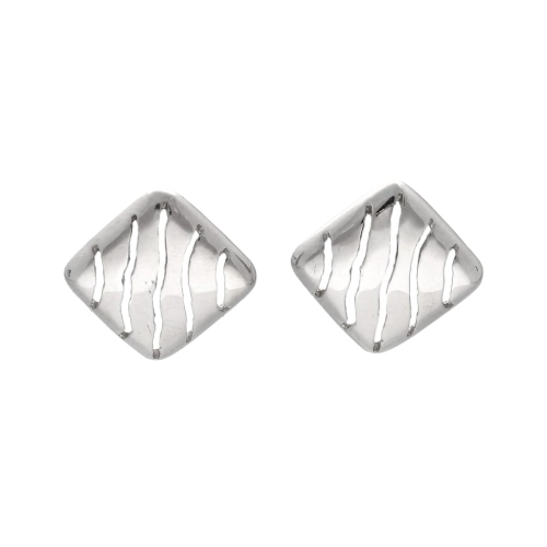 Kolczyki romby srebro rodowane
