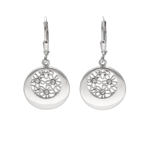 Kolczyki okrągłe z cyrkoniami srebro rodowane