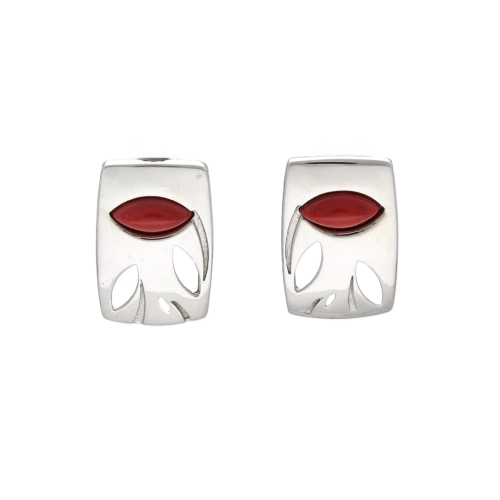 Kolczyki z koralem srebro rodowane