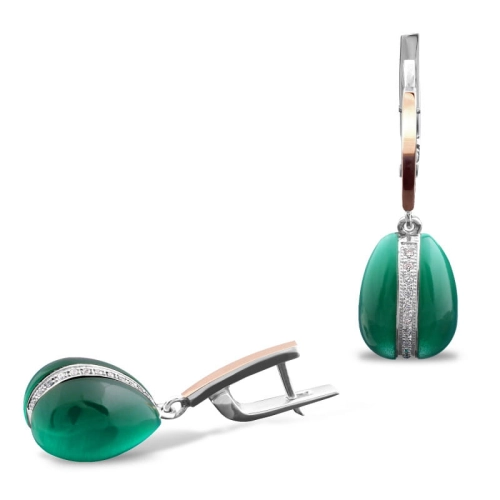 Kolczyki ze złotem, cyrkoniami i uleksytem srebro rodowane