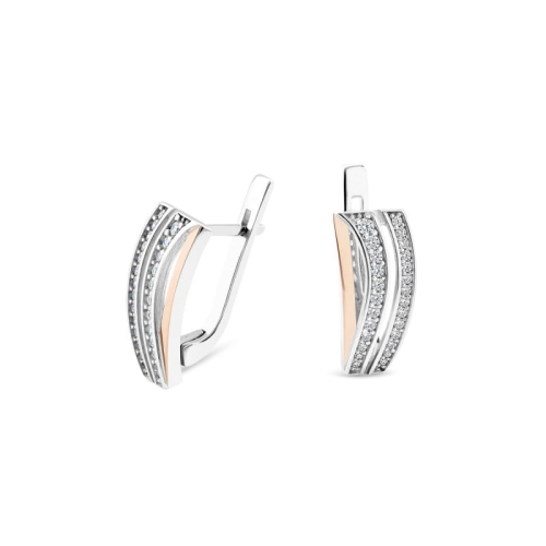 Kolczyki ze złotem i cyrkoniami srebro rodowane