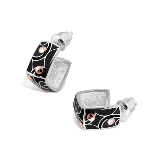 Kolczyki ze złotem i emalią srebro rodowane