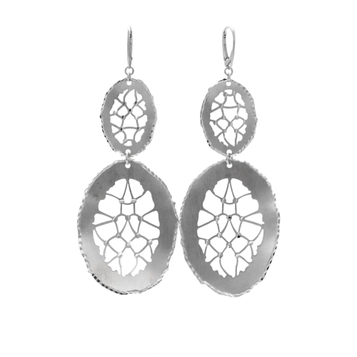 Kolczyki owalne ażurowe srebro rodowane