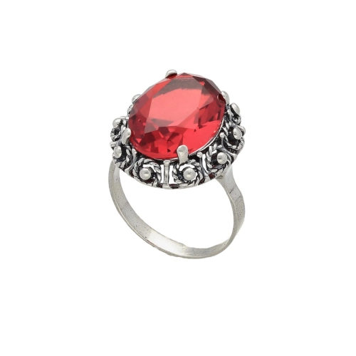 Pierścionek owalny z rubinem srebro oksydowane