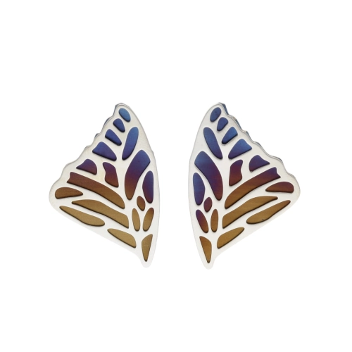 Kolczyki skrzydła motyla tytan srebro rodowane