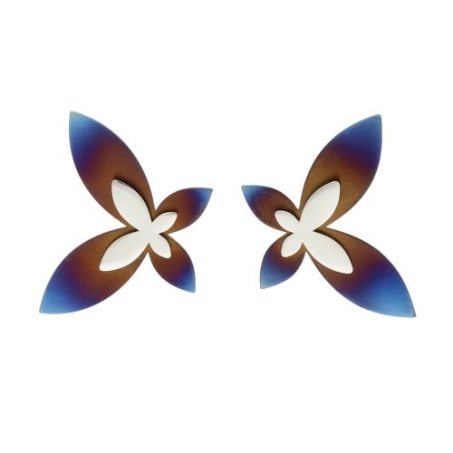 Kolczyki motyle tytan srebro rodowane