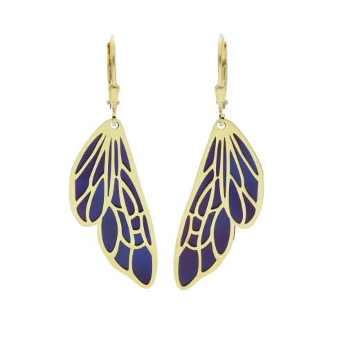 Kolczyki skrzydła tytan srebro pozłacane