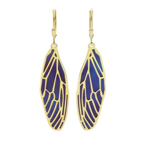 Kolczyki skrzydła tytan srebro pozłacane