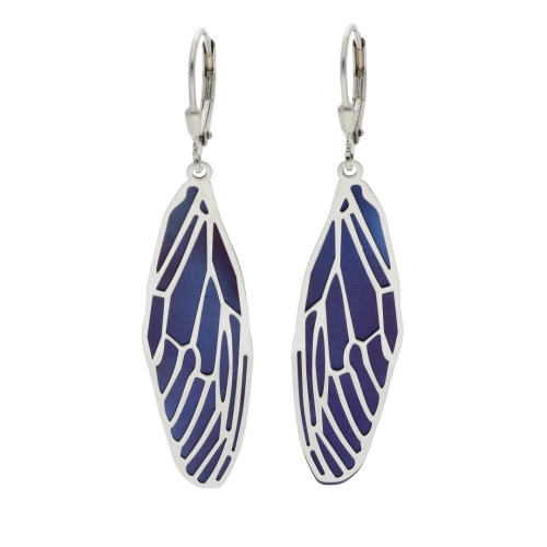 Kolczyki skrzydła tytan srebro rodowane