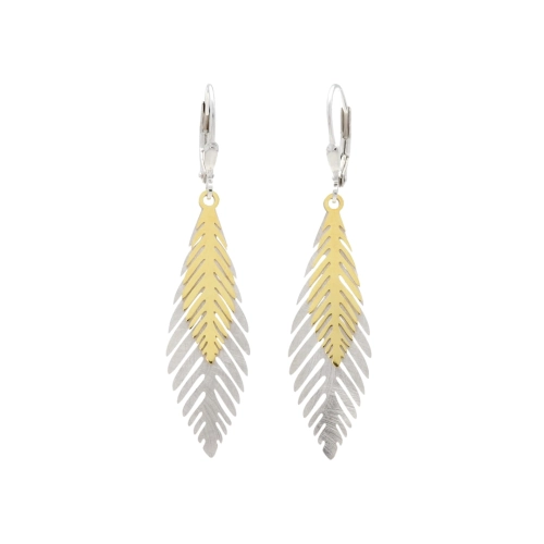 Kolczyki liście satynowane srebro