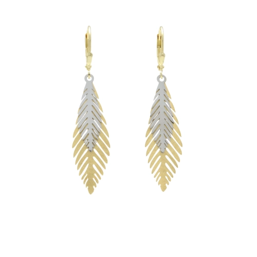 Kolczyki liście satynowane srebro pozłacane