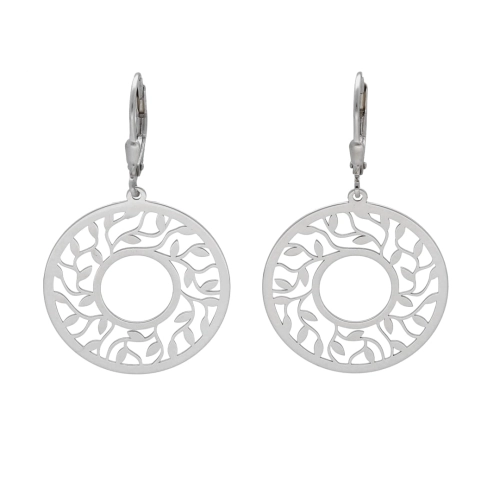 Kolczyki ażurowe okrągłe srebro rodowane
