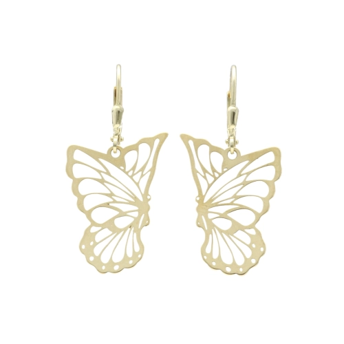 Kolczyki motyle ażurowe srebro pozłacane