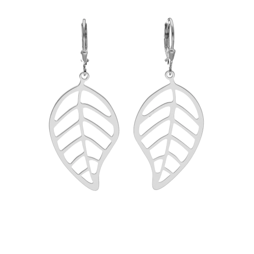 Kolczyki liście ażurowe srebro rodowane