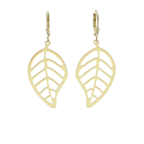 Kolczyki liście ażurowe srebro pozłacane