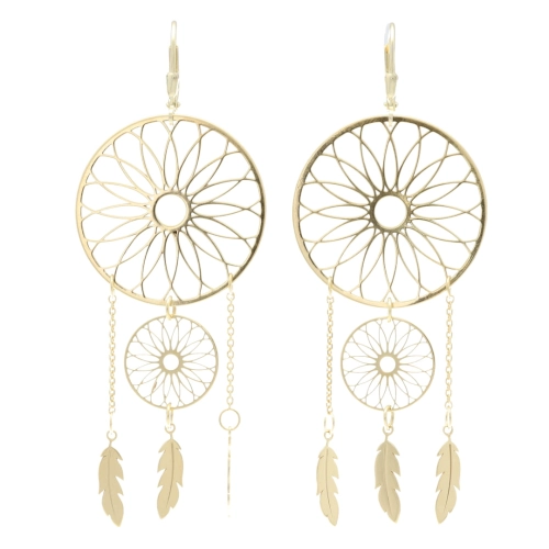 Długie kolczyki łapacz snów srebro pozłacane