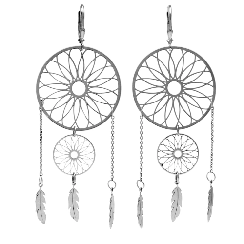 Długie kolczyki łapacz snów srebro rodowane