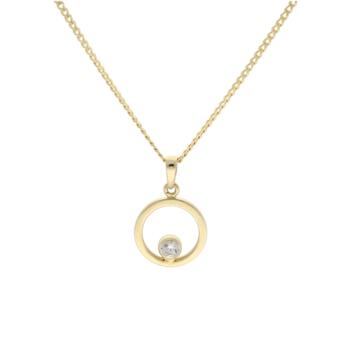 Wisiorek z cyrkonią okrągły złoto 585