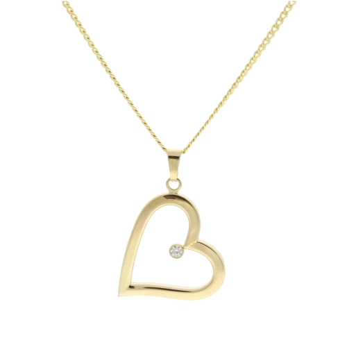 Wisiorek serce z cyrkonią złoto 585