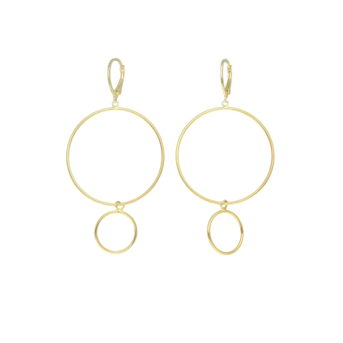 Kolczyki geometryczne koła srebro pozłacane