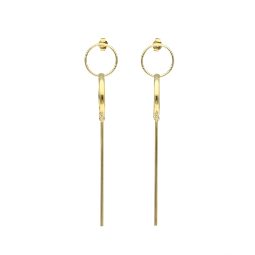 Długie kolczyki geometryczne koła srebro pozłacane