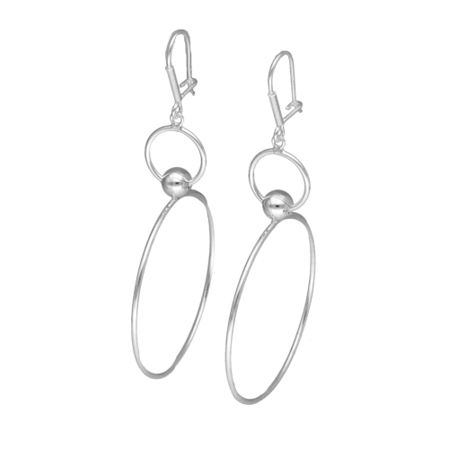 Długie kolczyki geometryczne koło kulka srebro