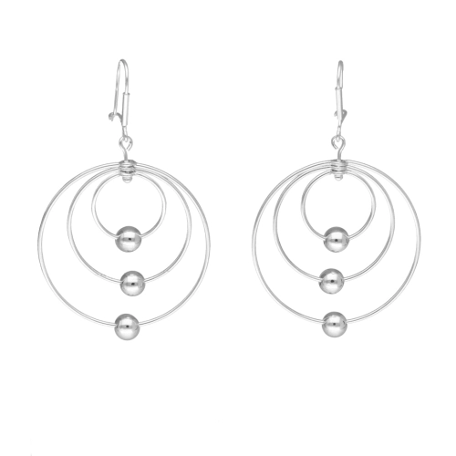 Kolczyki geometryczne koła kulki srebro