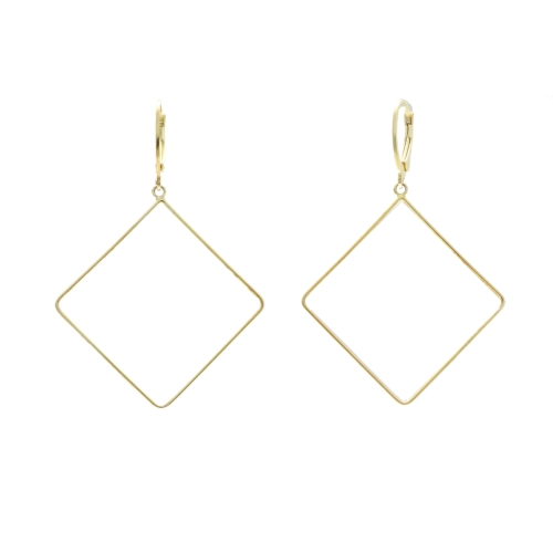 Kolczyki geometryczne kwadraty srebro pozłacane