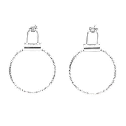 Kolczyki koła diamentowane srebro rodowane