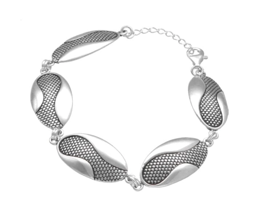 Bransoletka owalna marszczona srebro oksydowane