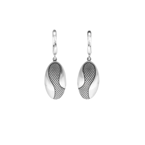 Kolczyki owalne marszczone srebro oksydowane