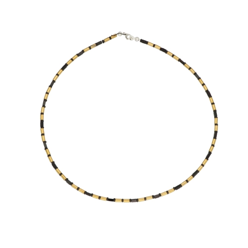 Naszyjnik z czarnym i złotym hematytem srebro