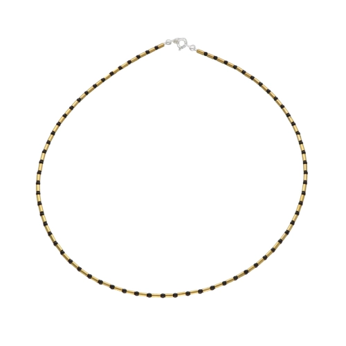 Naszyjnik ze złotym i czarnym hematytem srebro