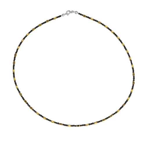Naszyjnik z czarnym i złotym hematytem srebro
