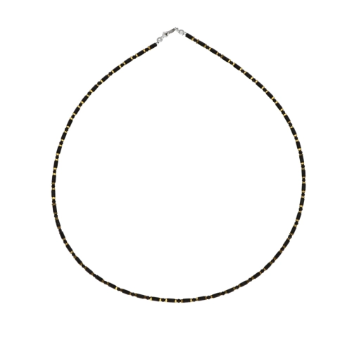 Naszyjnik z czarnym i złotym hematytem srebro