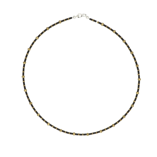 Naszyjnik z czarnym i złotym hematytem srebro